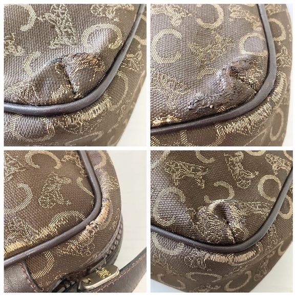 Celine vintage brown C monogram canvas and leather shoulder bag - Picture 3 of 10